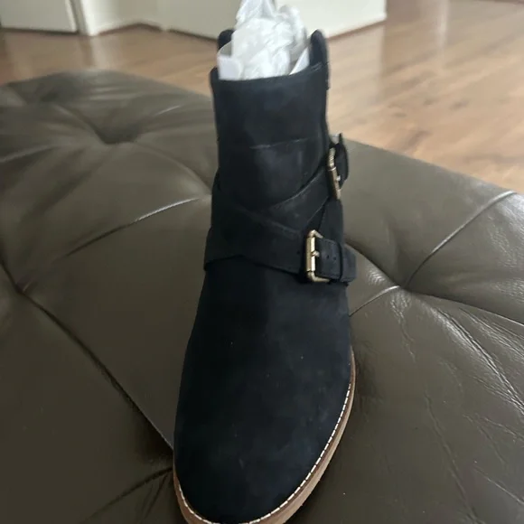 Black Ankle Boots with Buckle Detail - Picture 3 of 7